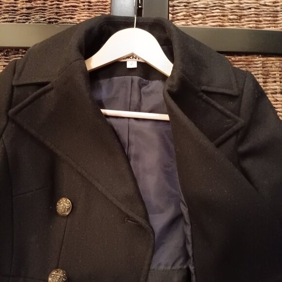 DKNY Chic & Tailored Black Wool Peacoat 2 - Picture 13 of 15